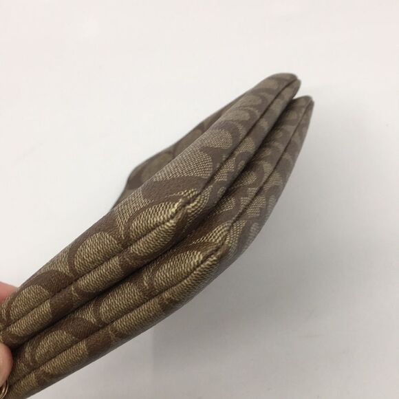 Coach Double Zip Coated Canvas Signature C Wallet Wristlet Pouch Style F16109 - Picture 6 of 16